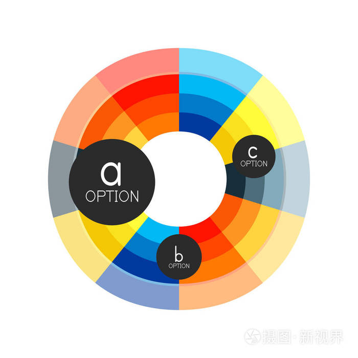 抽象多彩的几何选项图表设计模板与 abc 选项示例。商务演示或信息横幅的抽象背景