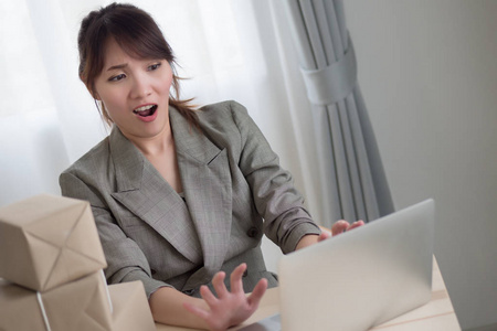  portrait of sad failed unhappy woman business owner with busine