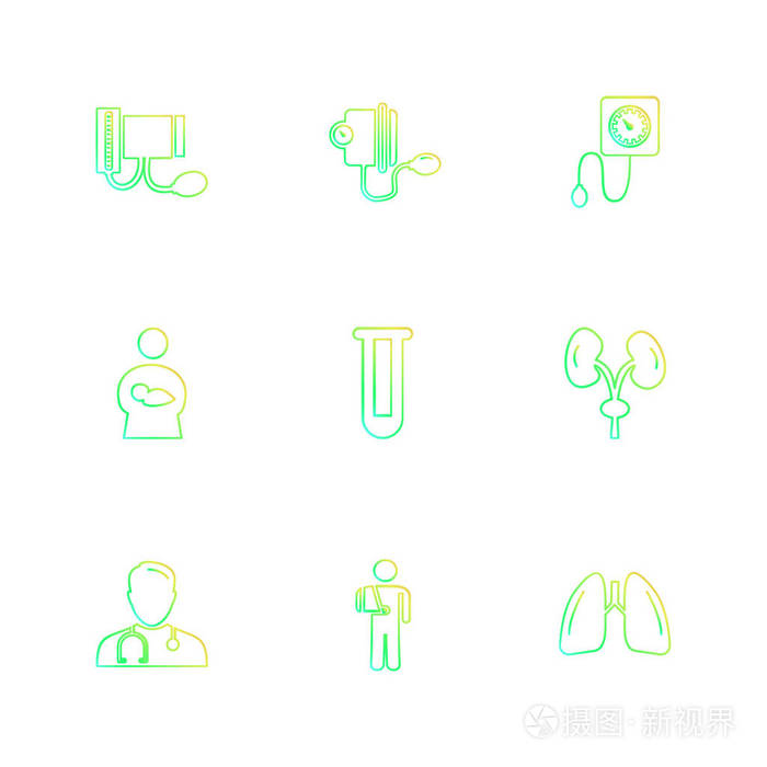 一组业务图标矢量插图