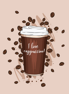 水彩的咖啡拿铁图片