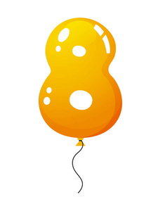 美丽的气球与数字八充满空气或氦照片