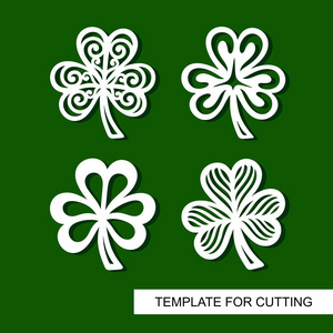 s Day. Collection of openwork shamrock. Clover icon. Template fo