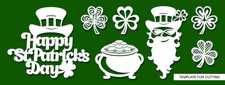 s Day  Leprechaun, pot full of golden coins, shamrock and  phra