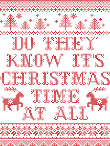 他们知道它的圣诞节时间在所有斯堪的纳维亚矢量无缝图案灵感来自北欧文化节日冬季十字绣与心雪花星雪圣诞树。