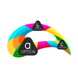 抽象多彩的几何选项图表设计模板与 abc 选项示例。商务演示或信息横幅的抽象背景