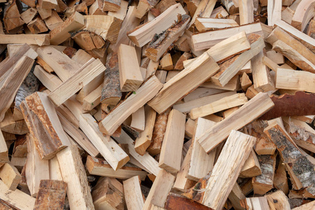 一堆刺破的木柴。