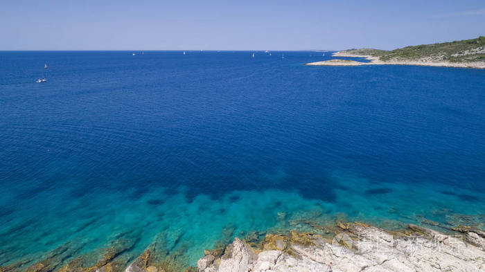 美丽的空中照片拉赞杰在达尔马提亚克罗地亚欧洲良好的自然和景观在