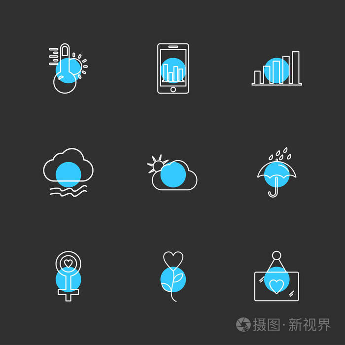 各种主题应用程序图标矢量插图