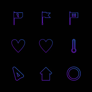 各种主题应用图标，矢量插图