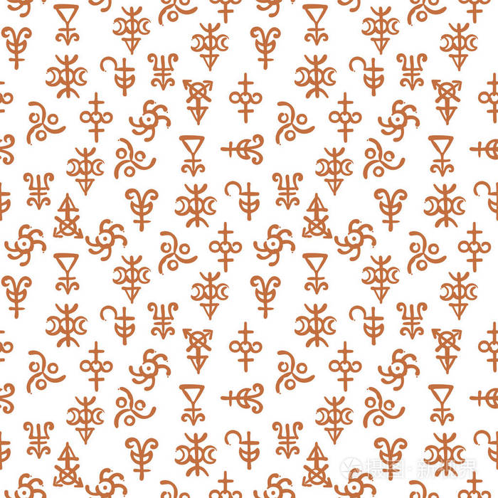 精神纹理, 无缝的背景图案与神秘的炼金术符文和符号