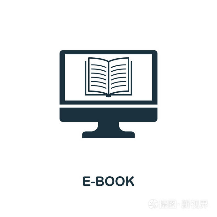 电子书创意图标简单的元素插图电子书概念符号设计从网上教育收藏用于