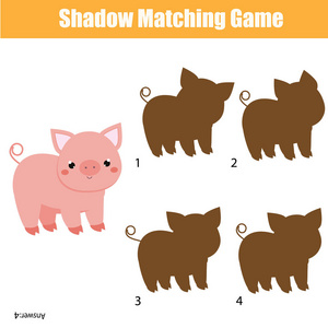 为牛找到正确的影子. 学龄前儿童和托德的活动. 农场动物主题照片