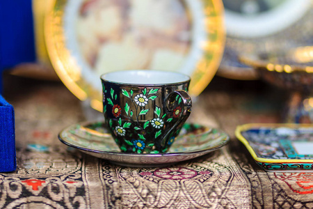 s style porcelain teacup, coffee cup handmade. Set of Black coff