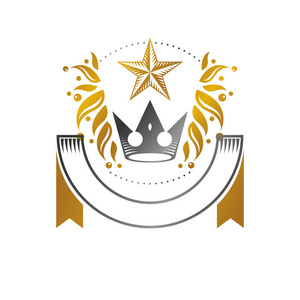 复古风格标签纹章标志. 白色背景上分离的古代标志型.照片