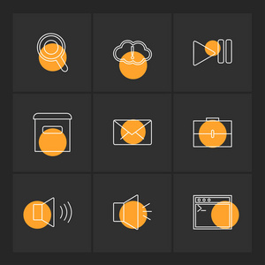 商业图标集简单平面应用图标矢量插图