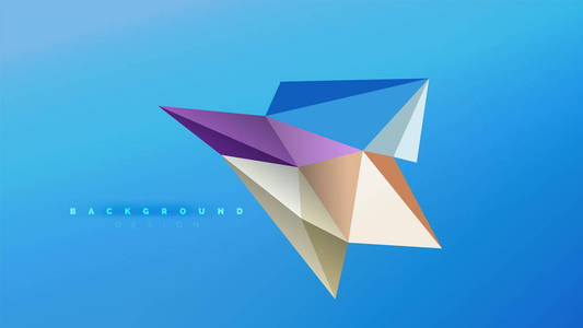 抽象背景几何折纸风格的造型构图, 三角形低聚设计理念。多彩时尚简约插画