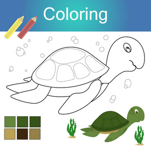着色书与动物概要图稿页矢量插图