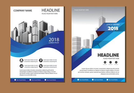小册子设计涵盖现代布局年度报告海报传单在A4与彩色三角形几何形状的技术科学市场与光背景