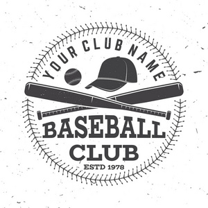 棒球俱乐部徽章。矢量插图。衬衫或徽标印花印花或三通的概念