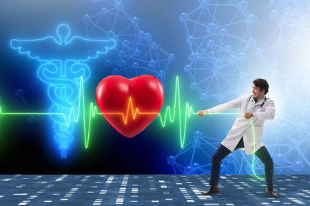 呼吸频率心脏跳动的远程医疗概念心脏病专家照片