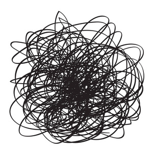 混乱模式. 潦草的素描. 背景与行数组. 缠在白色上. 复杂的混沌纹理.