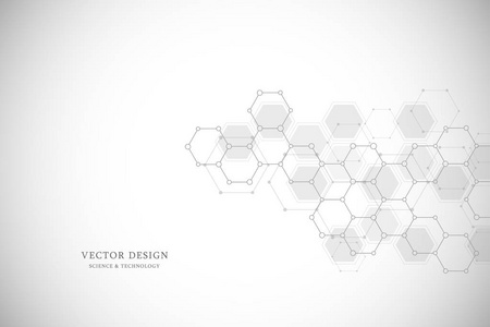 抽象分子结构和化学元素。医疗科技理念。矢量几何背景从六边形