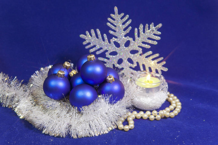 s balls on a dark blue background with snowflake