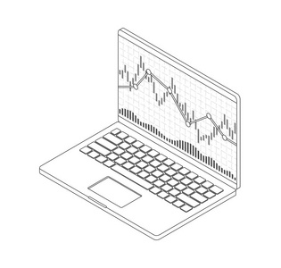 外汇股票图表。等距笔记本电脑库存数据图表