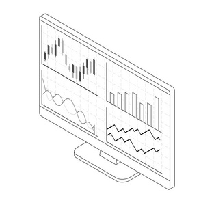 外汇股票图表。等距计算机与库存数据图表