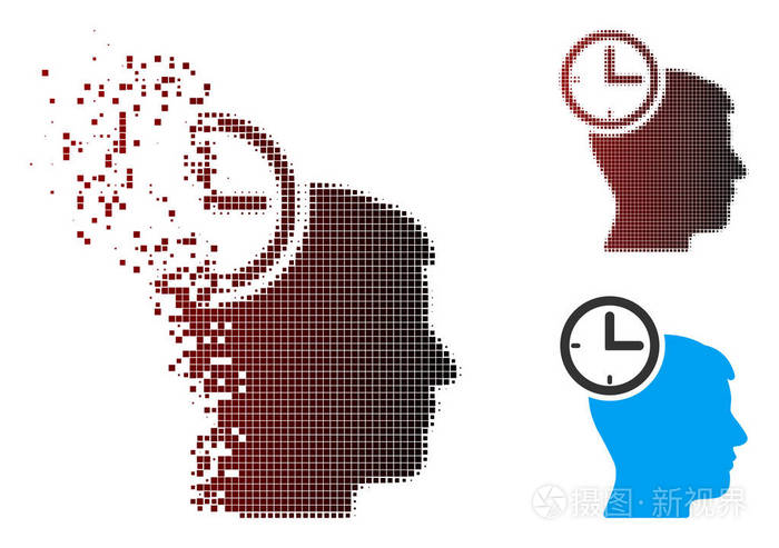 消失像素半色调时间管理头图标