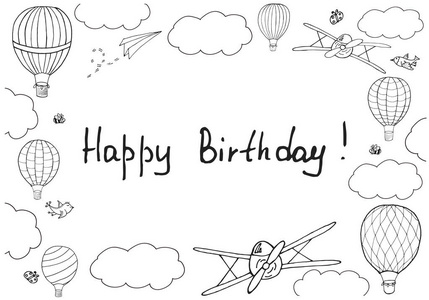 手绘可爱热气球图片-手绘可爱热气球素材-手绘可爱热气球插画-摄图新