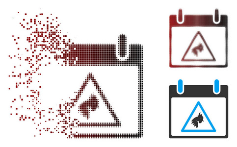 消散像素半色调公鸡警告日历日图标
