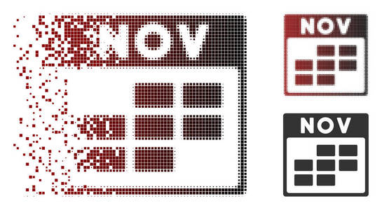 分散像素半色调11月日历网格图标