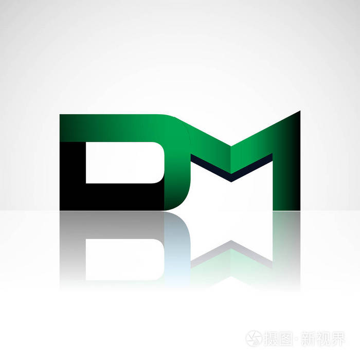 初始字母dm大写现代和简单的标志链接绿色和黑色隔离在白色背景公司