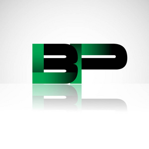 初始字母BP大写现代和简单的标志链接绿色和黑色隔离在白色背景。 公司身份的矢量设计。