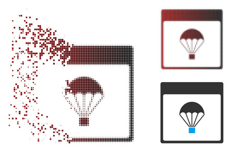 断开像素半色调降落伞日历页面图标