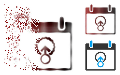 崩解像素半色调单元格穿透日历日图标
