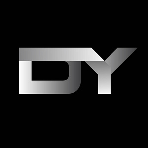 初始字母dy大写现代和简单的标志链接白色,孤立在黑色背景.