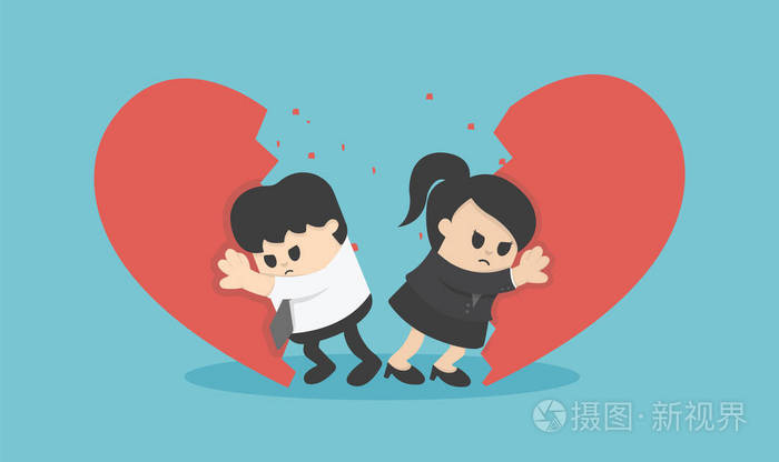 矢量图商人分手关系伤心夫妻女人打架