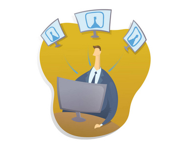 在白色背景上隔离的抽象矢量插图现在在韩国招聘邮票人事管理, 人力