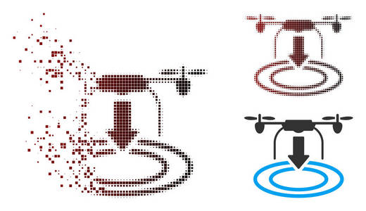 分散像素半色调无人机着陆图标