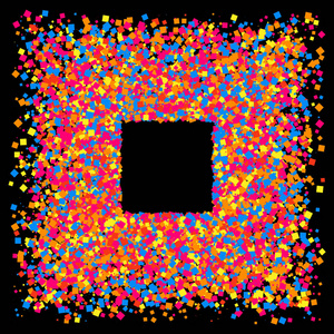 黑色背景上隔离的彩色框架。 五彩纸屑的五颜六色爆炸。 平面设计元素。 矢量插图10。