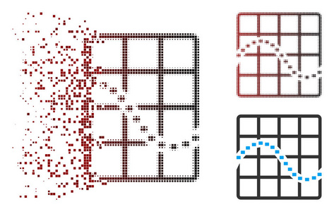分解的像素半色调虚线函数图表图标