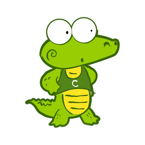 白色背景上分离的卡通鳄鱼.全部在一个单层.矢量图.设计要素.照片