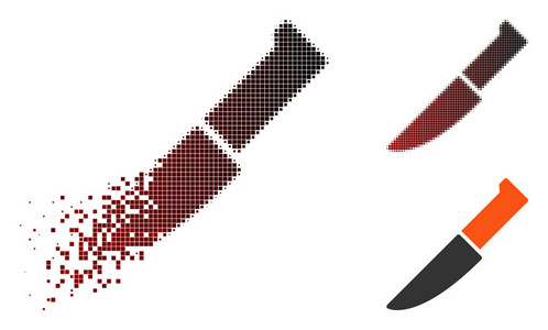 崩解像素半色调刀图标照片