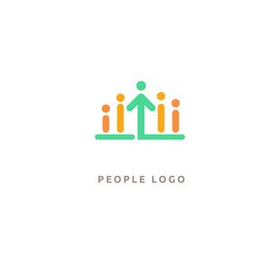矢量插图图形设计可编辑设计。 快乐的人在五颜六色的标志。 团队网页图标。