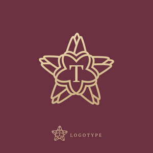 字母t向量标志. 老式徽章和标志型. 餐厅的商务标志,身份标签徽章.