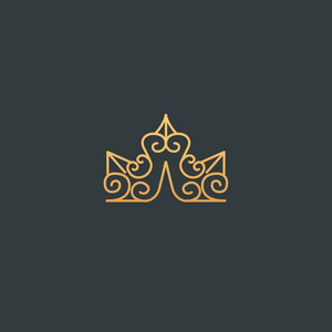 抽象 vetor 冠标志矢量设计。标志美容沙龙, 精英配件, 珠宝, 酒店, 水疗, 婚礼。复古装饰图标 qween, 国王, 