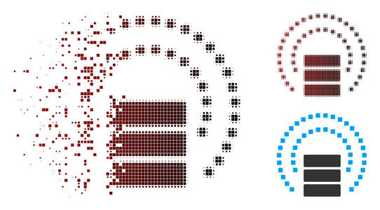 破坏像素半色调数据库球屏蔽图标