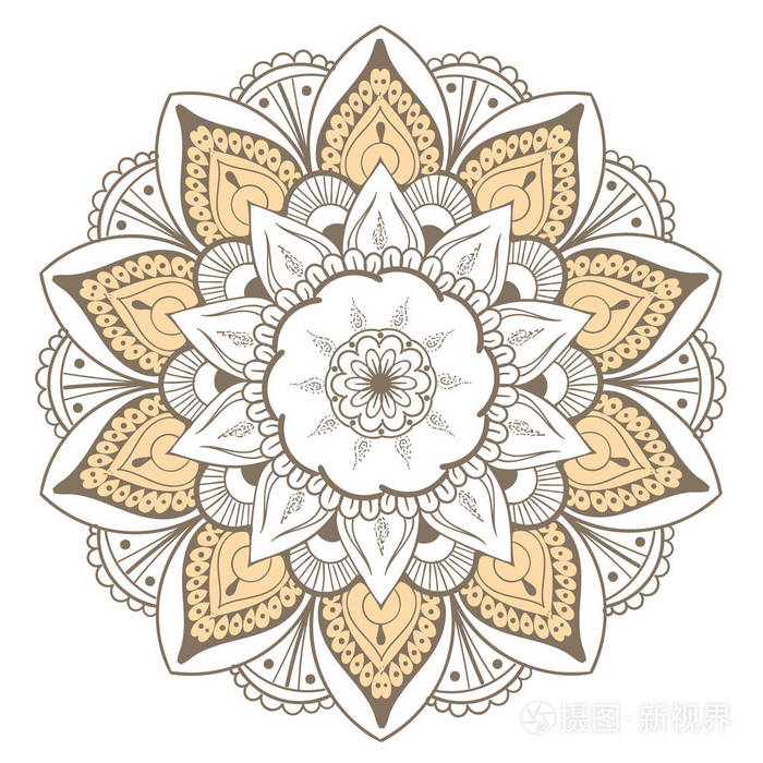 曼荼罗矢量设计元素圆形装饰品装饰五颜六色的花朵图案风格化的花卉